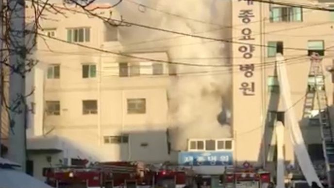 Požár nemocnice v Jižní Koreji
