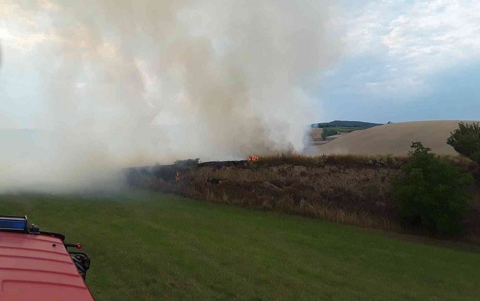 U Dambořic na Hodonínsku zničil požár 13 hektarů obilí a strniště.