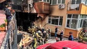 Požár bytového domu v Istanbulu (2.4. 2024)