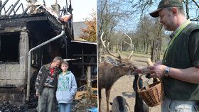 Už 15 let zachraňuje Michal Fišer v Srdově na Litoměřicku zvířecí sirotky. Teď ale dům i zoocentrum, které vybudoval se synem, lehly popelem.