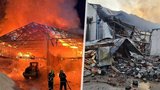 Hasiči likvidují požár pily na Vsetínsku: Zranili se dva lidé, škoda jde do milionů korun