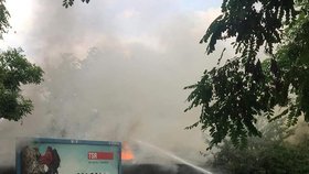 Požár klubovny neslyšících v Plzni.