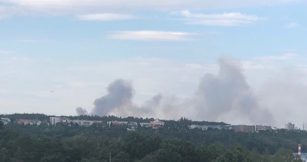 6. července 2019:Požár pole v Úněticích byl vidět až ze Stodůlek.