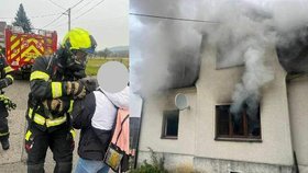 Požár rodinného domu v Liberci. Hasiči z domu zachránili kočku.