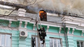 Požár v nemocnici v ruském Blagověščensku (2.4.2021)