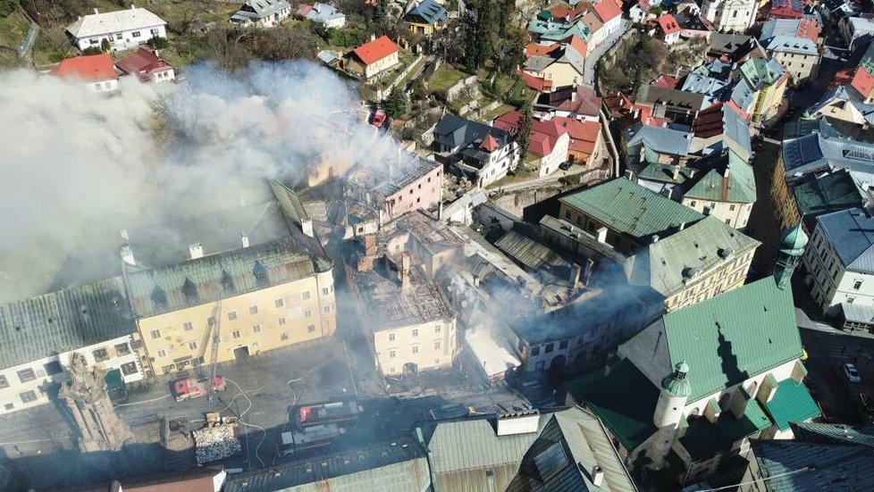 Požár v historickém centru Banské Štiavnice (18.3.2023)