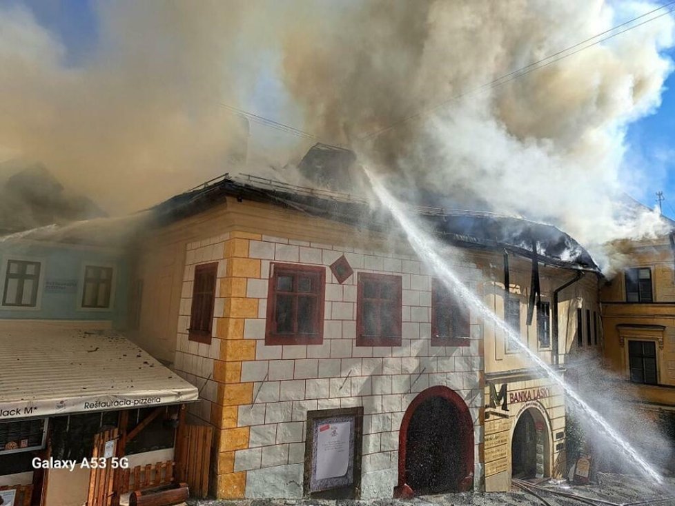 Požár v historickém centru Banské Štiavnice (18.3.2023)