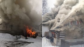 Při požáru roubenky vznikla škoda 1,5 milionu. Dům je neobyvatelný.