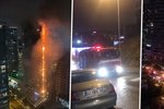 Požár v Istanbulu. Plameny zachvátily výškovou budovu (15. 10. 2022)