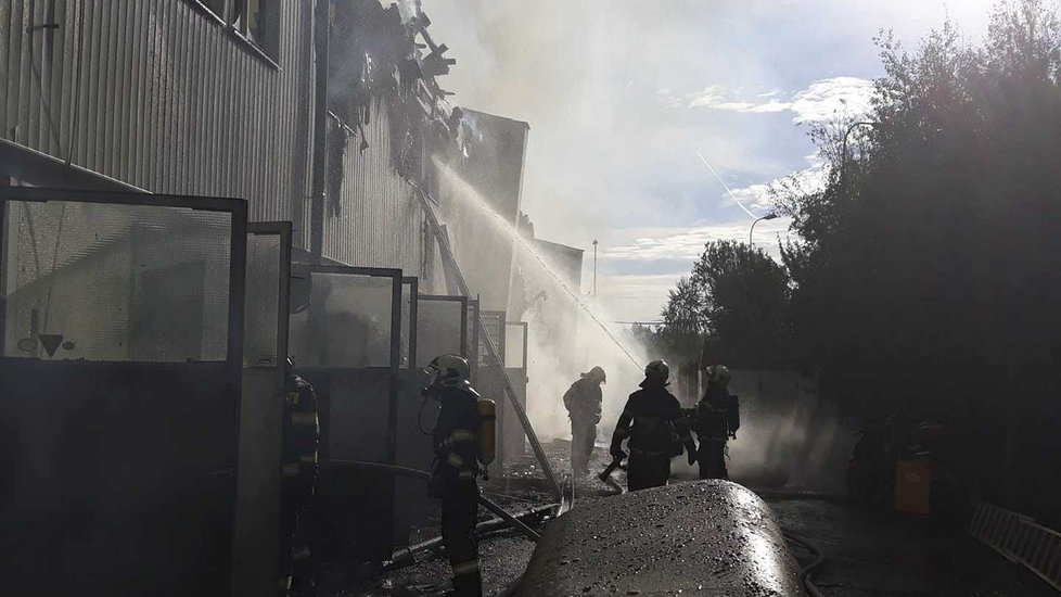 Požár ubytovny v Plzni na Karlově.