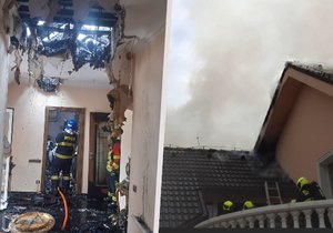 V Černošicích u Prahy v pátek 27. srpna 2021 hořela vila, škoda je deset milionů korun.