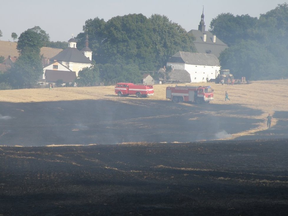 Hasiči požár, který ohrožoval nedalekou vesnici, naštěstí zvládli včas uhasit.