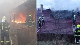 Požár ve Štítné nad Vláří.