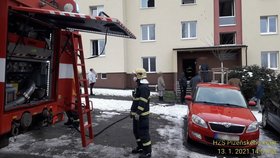 Požár bytu v Plzni.