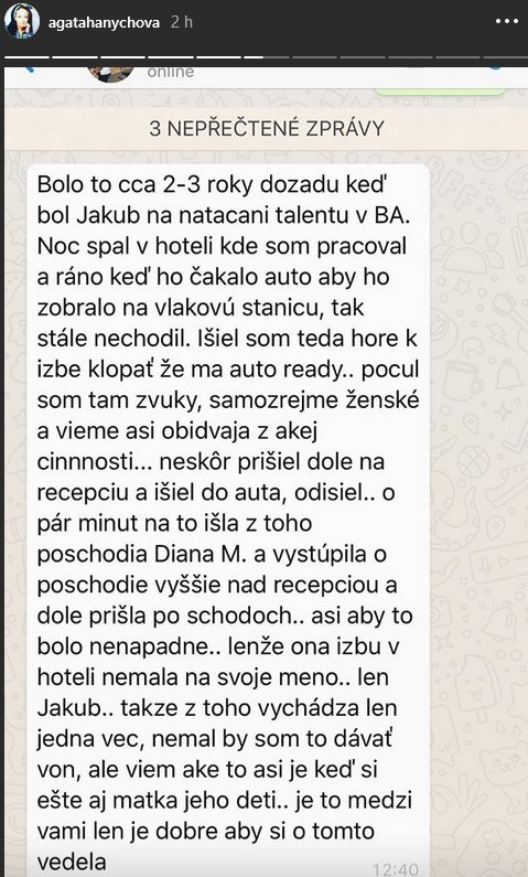 Agáta Prachařová zveřejnila anonymní SMS, kde se píše o údajné nevěře Kuby.