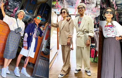 Luxusní styling staroušků: Pár seniorů ukazuje skvělé outfity z oblečení zapomenutého v prádelně!