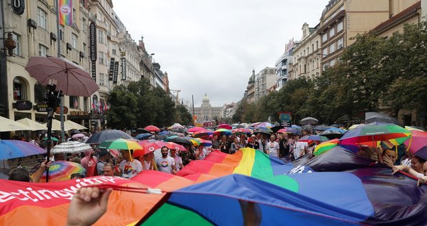 Prague Pride 2019 rainbow parade.