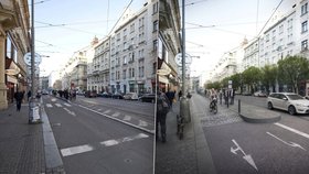 Vlevo vidíte současný stav ulice Dukelských hrdinů a vpravo její plánovanou přeměnu.