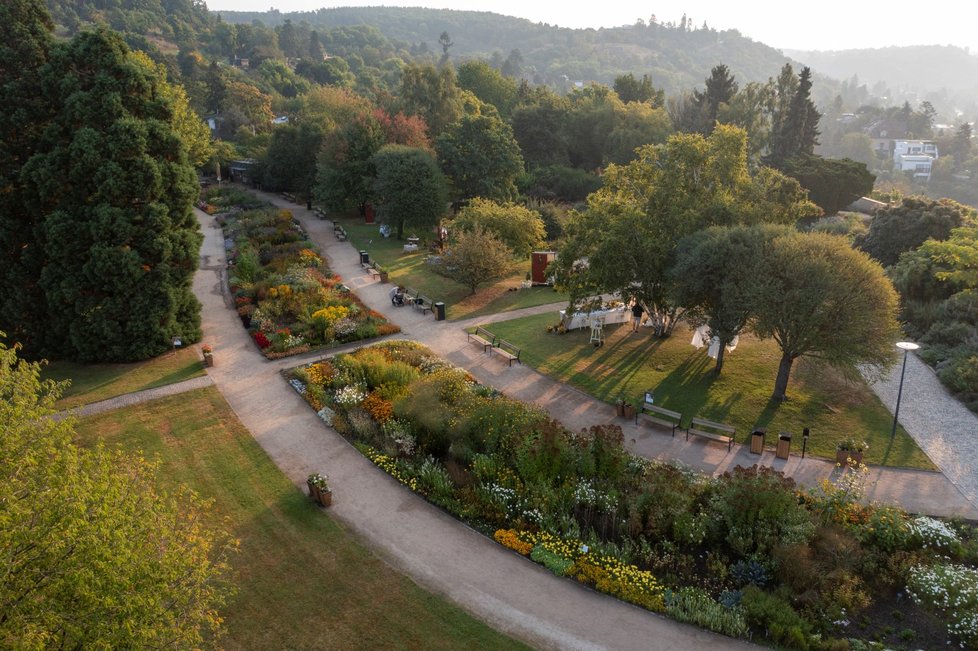 Botanická zahrada hl. města Prahy z ptačí perspektivy (11. září 2021)