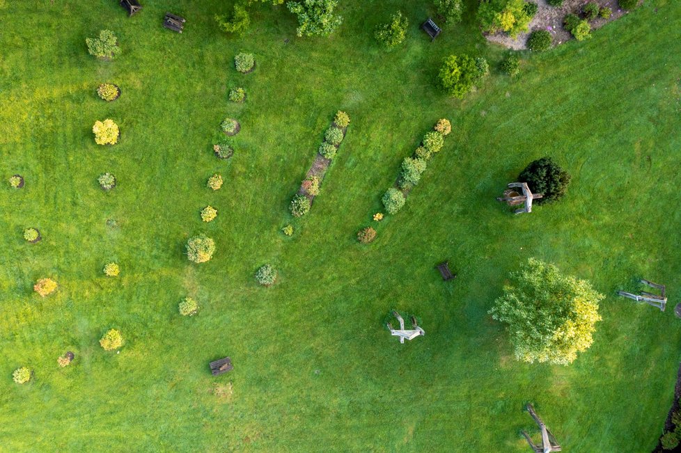 Botanická zahrada hl. města Prahy z ptačí perspektivy (11. září 2021)