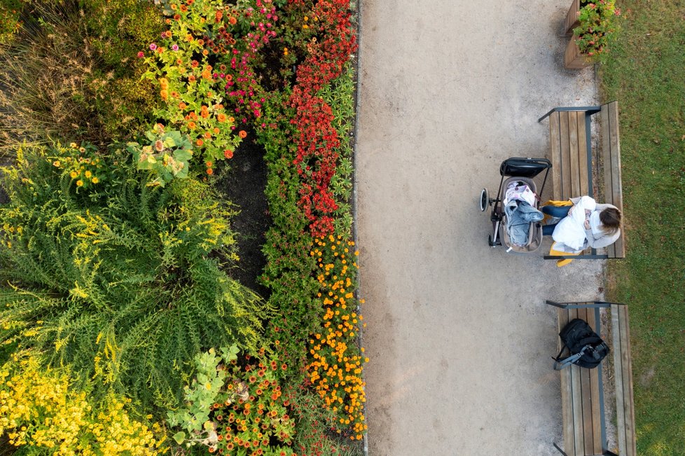 Botanická zahrada hl. města Prahy z ptačí perspektivy (11. září 2021)