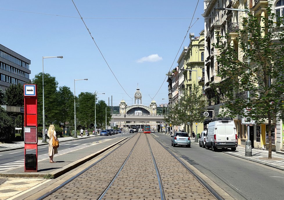 Vizualizace modernizace železniční zastávky Praha-Bubny.