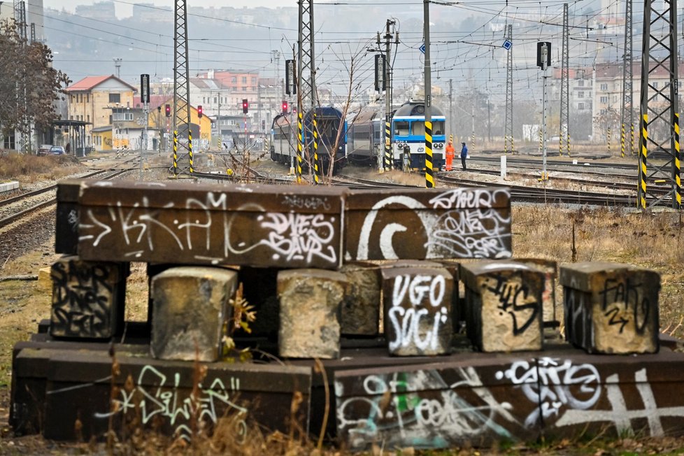 Okolí železniční zastávky Praha-Bubny. (15. listopadu 2021)