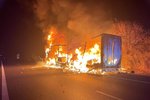 Požár kamionu na D5. (16. listopadu 2021)