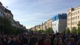 Na demonstraci na Václavském náměstí se sešlo mezi 20 a 30 000 lidí. Proti Babišovi a Zemanovi vystoupily i celebrity.