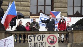 Demonstranti proti uprchlíkům