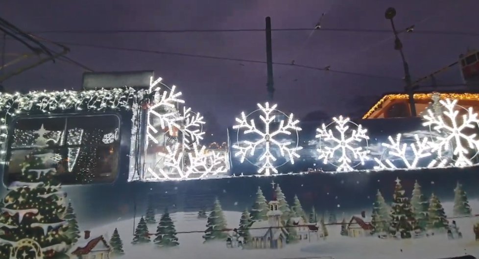 Vánočně vyzdobené tramvaje, 29. listopadu 2020.