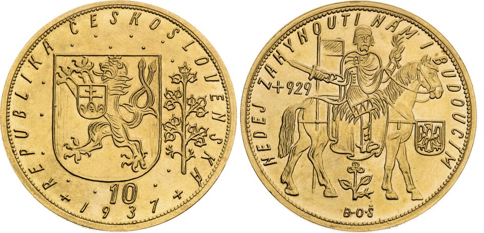 Svatováclavský 10dukát Zlatý desetidukát pochází z roku 1937, byl vyražen v Kremnici jen ve 34 kusech. Bývalý majitel Jaroslav Kokolus (58) minci koupil v roce 2006 ve Švýcarsku asi za milion korun. Teď ji prodal několikanásobně dráž. Vyvolávací cena: 8 100 000 korun, vydraženo za: 17 820 000 korun.