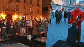 Satanistická demonstrace za odstoupení kardinála Duky, 1. listopadu, Hradčanské náměstí