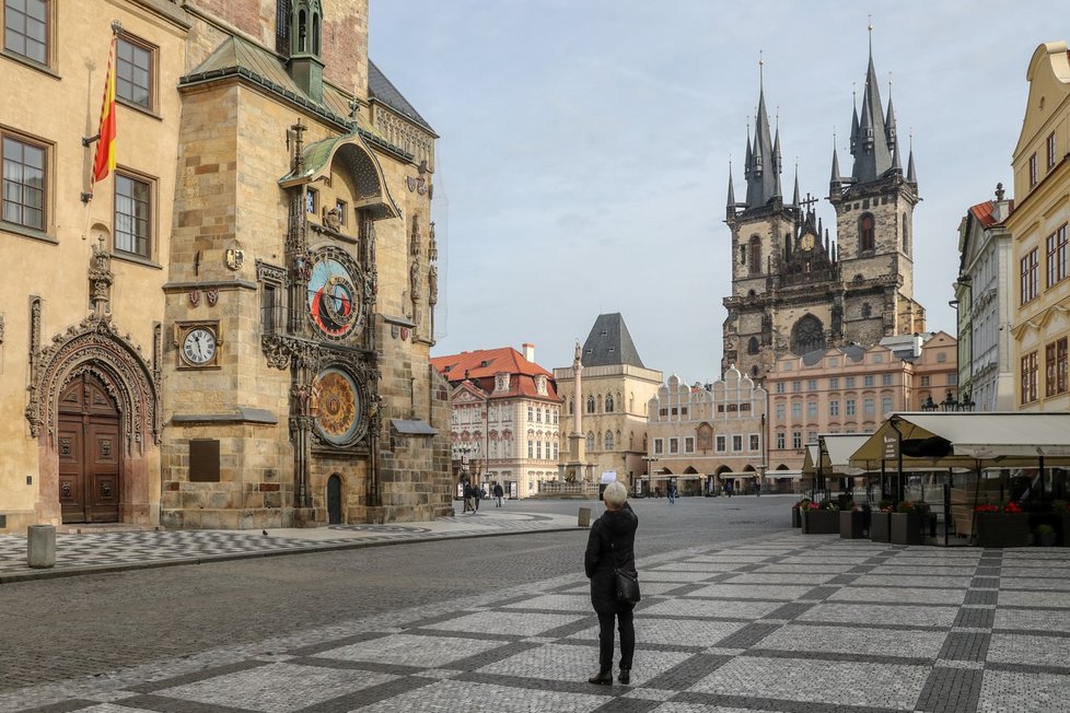 Vylidněná Praha v čase koronavirové krize