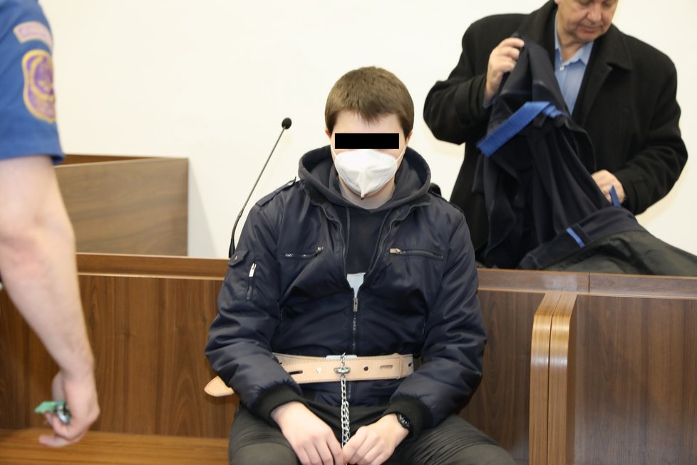 Jaroslav Ř. u soudu kvůli vraždě učitele v Michli. (20. ledna 2023)