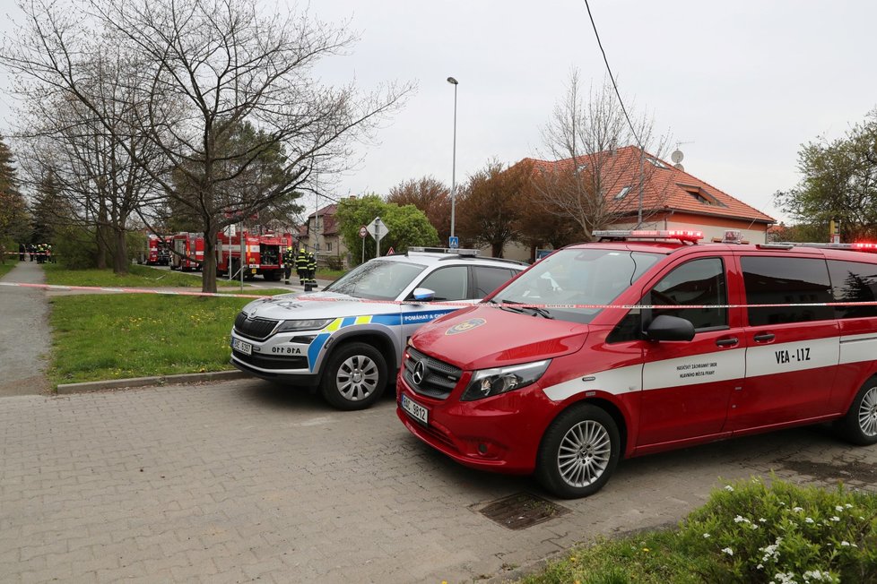 Únik plynu v Kamýcké ulici v Praze, 4. května 2021.