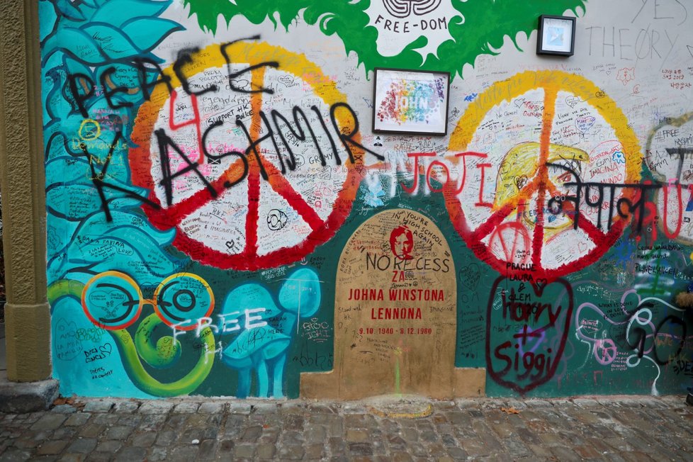 Lennonova zeď na Kampě 28. ledna 2020
