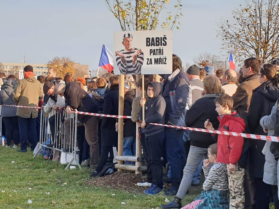 Někteří demonstranti dorazili až z Británie (16. 11. 2019).