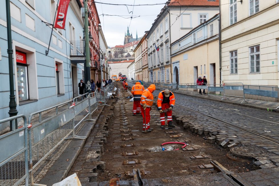 Práce na Malé Straně. (30. ledna 2023)