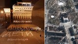 DĚTI! Obří nápis, který měl chránit kryt v divadle v Mariupolu, se rozsvítil po Česku