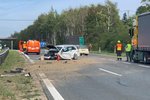 Hromadná nehoda uzavřela dálnici D5, 11. září 2019.