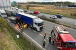 D1 na Prahu zavřela nehoda. (10. října 2023)