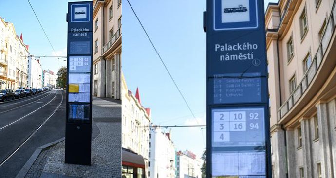 Nový označník testuje Praha na zastávce Palackého náměstí.