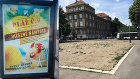 Plakáty oznamovaly špatné dny, kdy bude pláž v Praze 6 otevřena.