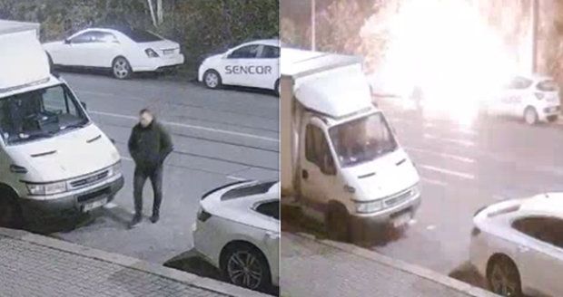 VIDEO: Zapálil luxusní mercedes a potrestal se sám: Výbuch ho popálil! Žháře hledá policie