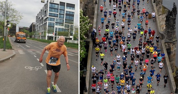 Josef Kostka na pražském maratonu. (7. května 2023)