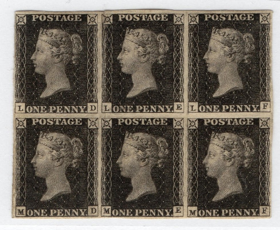 Šestiblok poštovně nepoužitých prvních známek světa Penny Black, vzácnost světové úrovně, v rukou českého investora.