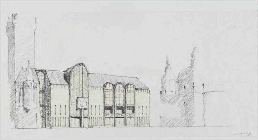 Dostavba Staroměstské radnice z roku 1947 od Lubora Marka