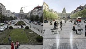 Václavské náměstí čeká proměna. Více místa pro chodce, méně pro auta a zavedení tramvajové linky.