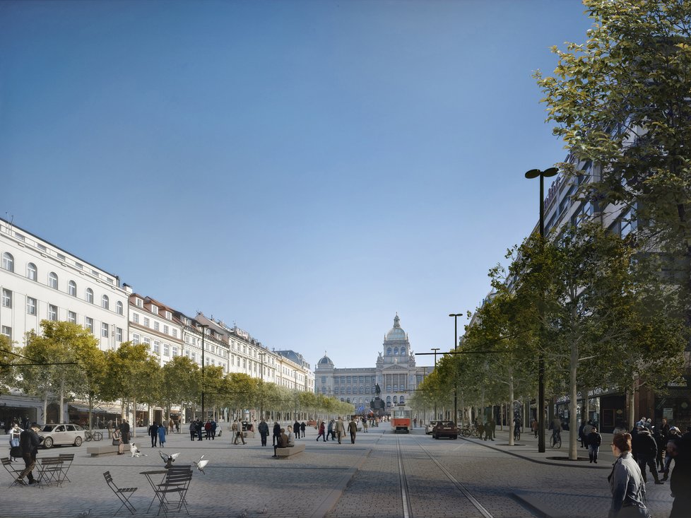 Nové Václavské náměstí by mělo podle tvůrců být příjemnější pro pohyb a dostupnější hromadnou dopravou.